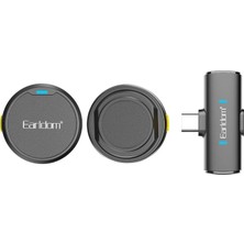 Earldom MC15C Type-C Uçlu Gürültü Engelleme Özellikli 2 Adet Kablosuz Dijital Yaka Mikrofonu