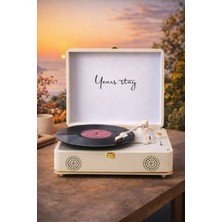 Years Stay Beyaz  Elektrikli Plak Çalar – Bluetooth Özellikli (220V)