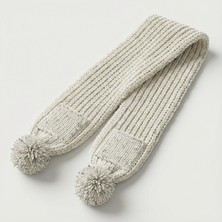 Ceritoğlu Ponponlu Cepli Beyaz Atkı El Örmesi