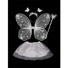 Shopwave Beyaz Kelebek Kostümü - Beyaz Kelebek Kostüm Aksesuar Seti 4 Parça (5047)