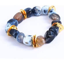 Mudi Mavi Akik Bileklik (Gold)