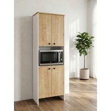 4 Kapaklı Raflı Çok Amaçlı Mikrodalga Bölmeli Mutfak Dolabı Kiler Dolabı