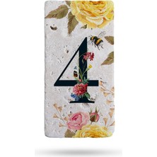 Begoloni Doğal Taş Kapı Numarası, Uv Baskılı Kapı Numarası 7,5X15CM - 4 Numara