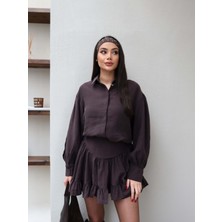 Esra Helvacı Fırfırlı Etek Gömlek Takım