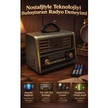 FaroxTech Nostaljik Görünümlü Bluetooth Hoparlör – Fm/am/sw Radyo, USB ve Tf Kart Girişli Şarjlı Retro Radyo