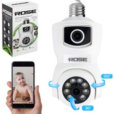Rose AHD-30125 Smart Kamera Panorama Ampül Wi-Fi Renkli Gece Görüş Harekete Duyarlı