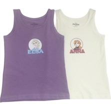 Ugly Duck Frozen Lisanslı Kız Çocuk Ikili Atlet %100 Pamuk Beyaz-Lila (3–10 Yaş)