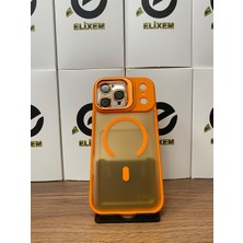 Elixem İphone 17 Pro Max Uyumlu Turuncu Case Pro Magsafe Kamera Standlı Lens Hediyeli Kılıf