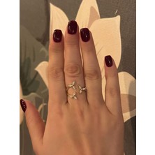 Renda Accessory Birleşik Üç Çiçekli Yüzük Altın Kaplama Ayarlanabilir