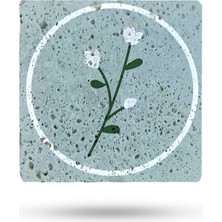 Begoloni Doğal Taş Nihale 20X20CM Mavi Zemin Çiçek Baskılı Doğal Taş Tencere Altlığı