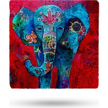 Begoloni Doğal Taş Nihale 20X20CM Fil Baskılı Nihale, Ev Dekorasyon Çaydanlık Altlığı-Tencere Tava Altlığı