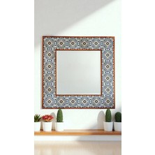 Begoloni Doğal Taş Dekoratif Ayna 62X62 cm Ahşap Çerçeveli