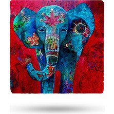 Begoloni Doğal Taş Nihale 15X15CM Fil Baskılı Çaydanlık Altlığı-Tencere Tava Altlığı