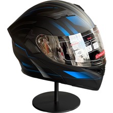 Scharf 902 Çene Açılır Motosiklet Kaskı – Güneş Gözlüklü (Şeffaf Vizörlü) Mx1 Blue