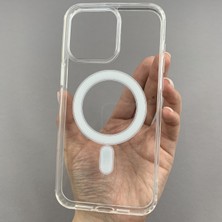 Elixem İphone 15 Pro Max Uyumlu Şeffaf Kamera Kısmı Açık Sert Silikon Magsafe Kılıf