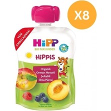 Hipp Organik Orman Meyveli Şeftalili Elma Püresi 100 gr x 8 Adet