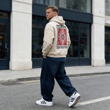 Ethnic Art By Dune  Oversize Pamuk 3 Iplik Diagonel Siyah Kapüşonlu Sweatshirt