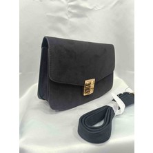 Zynp Kadın Süet Gold Tokalı Nubuk Omuz Çantası