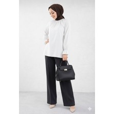 Cng Moda Poplin Kolu Fırfırlı Tesettür Gömlek