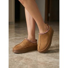 Alance Sabo Sweet Süet Içi Kürklü Düz Taban Ev Terliği