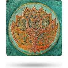 Begoloni Doğal Taş Nihale 20X20CM Lotus Çiçeği Baskılı Doğal Taş Çaydanlık Altlığı-Tencere Tava Altlığı