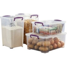 Bert 4'lü Mutfak Kiler Seti (11+20 Lt Dikey) ve (10+30 Lt Yatay) Karma Mutfak Erzak Düzenleyici Kutu