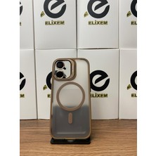 Elixem İphone 17 Uyumlu Desert Gold Case Pro Magsafe Kamera Standlı Lens Hediyeli Kılıf