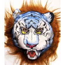 MiraLive Kahverengi Saçlu Köpek Kurt Kaplan Maskesi Mega Peluş 34 No