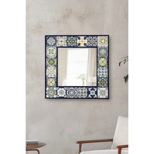 Begoloni Bodrum Serisi Dekoratif Doğaltaş Ayna 62X62 cm Ahşap Çerçeveli