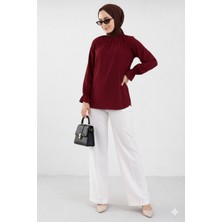 Cng Moda Poplin Kolu Fırfırlı Tesettür Gömlek