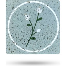 Begoloni Doğal Taş Nihale 15X15CM Mavi Zemin Çiçek Baskılı Çaydanlık Altlığı-Tencere Tava Altlığı