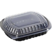 Şeylişeyler – Bölmesiz Kapaklı Siyah Yemek Kabı – Sıcağa Dayanıklı – 1000 cc – 100 Adet