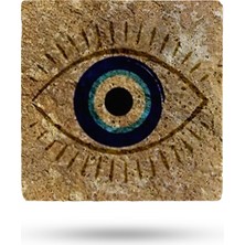 Begoloni Doğal Taş Nihale 20X20CM Nazar Boncuğu Baskılı Göz Çaydanlık Altlığı-Tencere Tava Altlığı