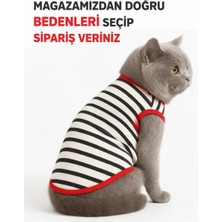 Dudaktan Kalbe Kedi Kıyafeti Atleti - Çizgili Sevimli Tasarımlar )1kg 10 kg Arası )