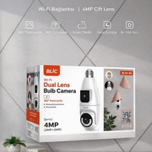 Aı-Net 4 Mp Çift Lens Ampul Ip Kamera | 360 Panaromik Wifi Akıllı Güvenlik Kamerası