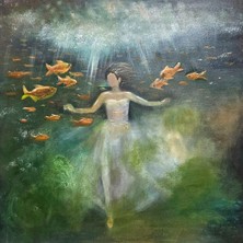 Zemin Market Yağlı Boya Tablo, Orjinal (60 cm x 60 Cm,  Su Altı Izleri)