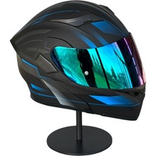 Scharf 902 Çene Açılır Motosiklet Kaskı – Güneş Gözlüklü (Rainbow Green Vizörlü) Mx1 Blue