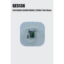 Lekoled GE5136 12W RADAR SENSÖR MODUL 220AC 110x110mm8 metre mesafede çalışmaktadır.Hareket algılanmadığı 10 sn sonra söner.