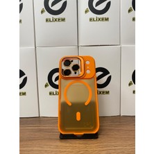 Elixem İphone 17 Pro Uyumlu Turuncu Case Pro Magsafe Kamera Standlı Lens Hediyeli Kılıf