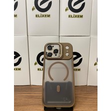 Elixem İphone 17 Pro Max Uyumlu Desert Gold Case Pro Magsafe Kamera Standlı Lens Hediyeli Kılıf