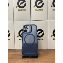 Elixem İphone 17 Uyumlu Lacivert Case Pro Magsafe Kamera Standlı Lens Hediyeli Kılıf