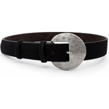 DAYMA Kadın Süet Kemer – Oval Antik Tokalı – 4,5 cm Genişlik