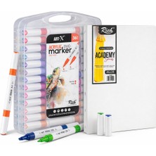Rich Artx Acrilic Marker Duo 36'lı Akrilik Kalem ve Tuval Seti 25X35