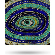 Begoloni Doğal Taş Nihale 20X20CM Nazar Baskılı Taş Nihale Çaydanlık Altlığı-Tencere Tava Altlığı