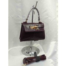 Zynp Kadın Rugan Gold Tokalı Mini El ve Omuz Çantası