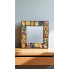 Begoloni Doğal Taş Dekoratif Ayna 62X62CM Ahşap Çerçeveli Gustav Klimt Eserleri Baskılı