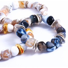 Mudi Beyaz Akik Bileklik (Silver)