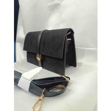 Zynp Kadın Süet Gold Tokalı Nubuk Omuz Çantası