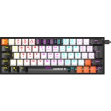 Everest Parley Beyaz/siyah Rainbow Aydınlatmalı Türkçe Q Red Switch Mekanik Gaming Oyuncu Klavyesi