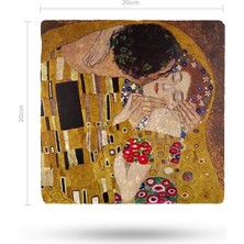 Begoloni Doğal Taş Nihale 20X20CM Gustav Klimt Eseri Baskılı Taş Çaydanlık Altlığı-Tencere Tava Altlığı